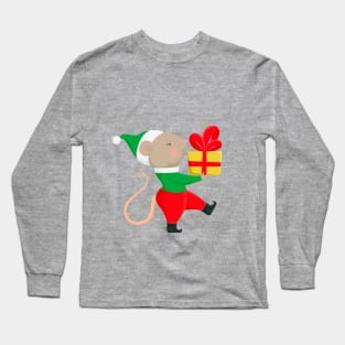 Cute Santa helper in Christmas elf costume. Long Sleeve T-Shirt